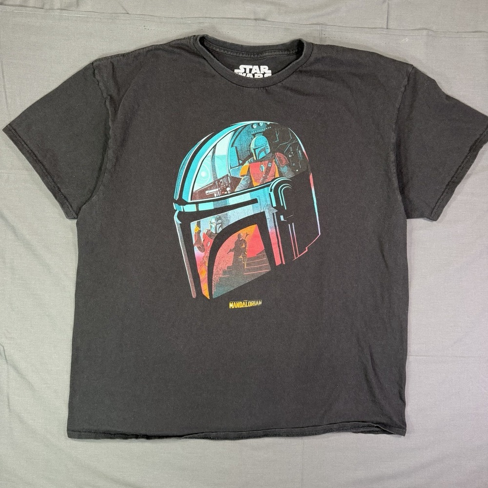 Mandalorian Over Sized Box Fit Shirt Mens XL Black Mando Cotton T Tee